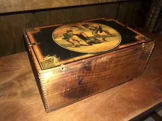 Antique Vintage Mason’s Blacking Shoe Polish Wood Box Crate Black Americana