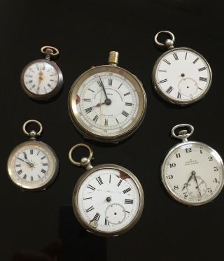 Vintage Pocket Watches Including Solid Silver And Chronograph / Montre Gousset