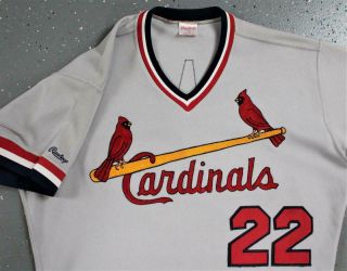 Vintage 80 ' s Rawlings St.  Louis Cardinals Jack Clark Team Issued Jersey Size 44 3