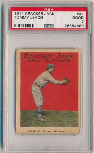 Tommy Leach 1914 Cracker Jack E145 - 1 41 Psa 2 Good Chicago Cubs Prewar Vintage