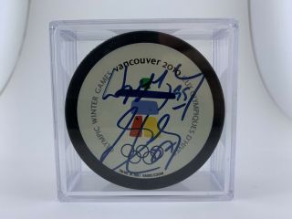 RARE Wayne Gretzky and Sidney Crosby autographed Olympic Games puck 3