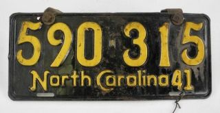 Rare Vintage North Carolina 1941 License Plate