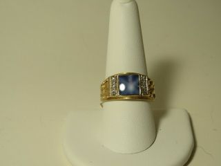 Vintage Star Sapphire & Diamonds Man ' s Men ' s Ring 14k Yellow Gold 4 GMs 2