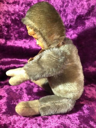 RARE ANTIQUE JOINTED TEDDY DOLL C1930 GERMANY MOHAIR JOINTED CELLULOID FACE 2