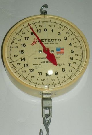 Vintage Detecto MCS Series 40 LB Capacity Double Dial Hanging Scale 40 lb X 2 oz 2