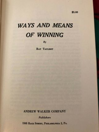 Ways and Means of Winning by Ray Taulbot - Rare Vintage Handicapping Classic 4