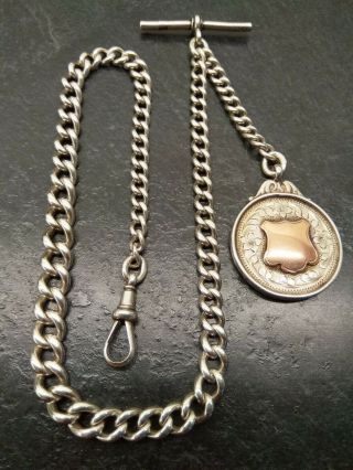 Antique Heavy Edwardian Graduated Albert Pocket Watch Chain & Fob,  1903 - 04.  41g.