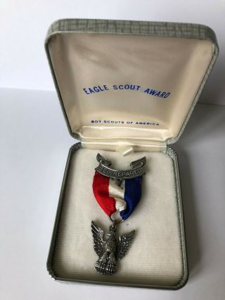 Vintage Boy Scouts Sterling Silver Eagle Scout Award Medal Pin In Case