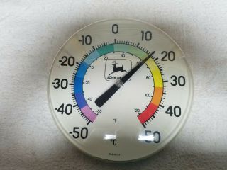 Vintage John Deer Celcius And Farenheit 12 Inch Thermometer Made In The Usa.