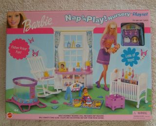 Barbie Doll Nap N Play Nursery Playset 88814 Mattel 2001 Fisher Price Retired