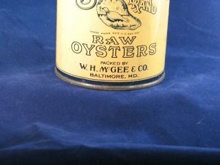 Vintage Seal Brand Raw Oysters,  W.  H.  McGee Co,  Baltimore,  MD Pint Can 2
