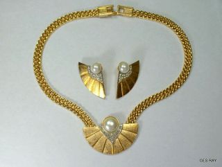 Park Lane Jewelry Set Art Deco Runway Necklace And Pierced Earrings Crystal