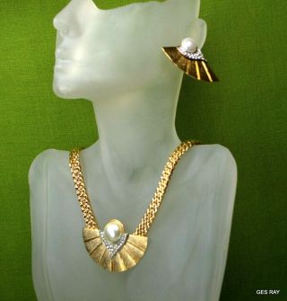 Park Lane Jewelry Set Art Deco Runway Necklace and Pierced Earrings Crystal 2