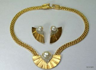 Park Lane Jewelry Set Art Deco Runway Necklace and Pierced Earrings Crystal 3