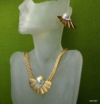 Park Lane Jewelry Set Art Deco Runway Necklace and Pierced Earrings Crystal 4