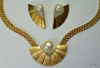 Park Lane Jewelry Set Art Deco Runway Necklace and Pierced Earrings Crystal 5