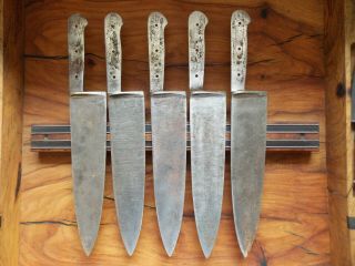Five (5) Sabatier 10 Inch Chefs Knife Blanks Carbon Steel French Vintage