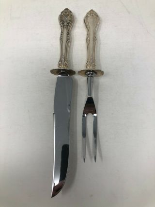 Gorham King Edward Sterling Silver Carving Fork & Knife Set 10 1/8 " No Mono