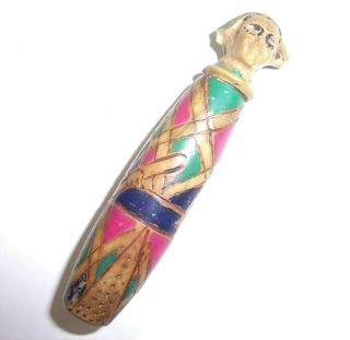 Vintage Art Deco Continental Celluloid Novelty Thimble Sewing Needle Case No Res