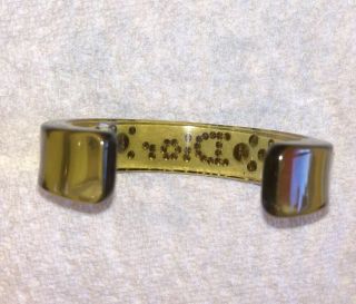Vintage DIOR Green clear Lucite & Rhinestone cuff Bracelet 2