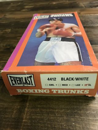 Vintage 80’s Satin Everlast Boxing Trunks Black/White Xl 4