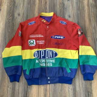 Vintage Jeff Hamilton Nascar Jeff Gordon Rainbow Racing Jacket Men’s Size L Xl