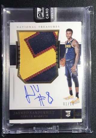 2018 - 19 National Treasures Jarred Vanderbilt Rpa Patch Auto Autograph /10 Rare