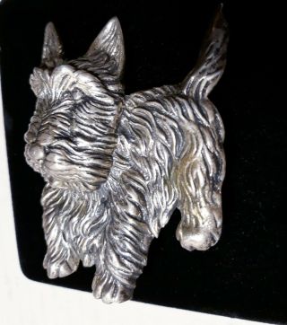Vtg Solid Sterling Silver 925 Scottish Terrier Brooch Scotty Dog Pin Scottie 35g