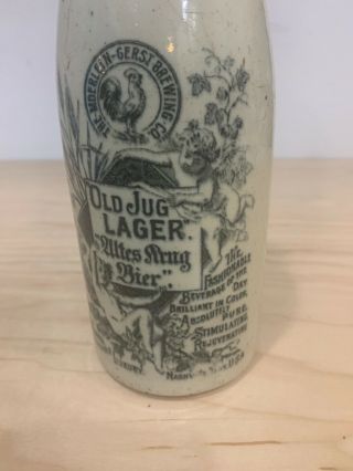 VTG.  The Moerlein Gerst Brewing Co.  Old Jug Lager Bier Stoneware Bottle 11  tall 5
