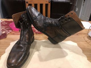Rare John Varvatos Mens Front Zipper Distreased Boots Removable Size 11 Laceless