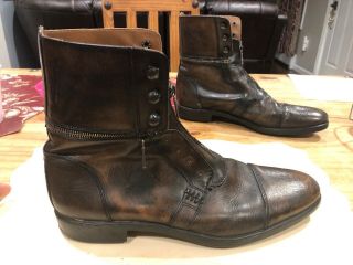 Rare John Varvatos Mens Front Zipper Distreased Boots Removable Size 11 Laceless 4