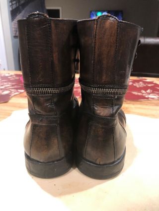 Rare John Varvatos Mens Front Zipper Distreased Boots Removable Size 11 Laceless 6