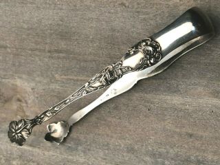 Rose By Mount Vernon Co.  Sterling Silver Large Sugar Tongs 5 "