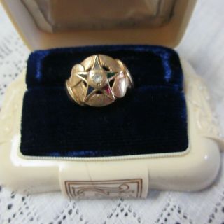 Antique Lady Gold Star Ring & Masonal Pin With Ruby