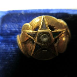 Antique Lady Gold Star Ring & Masonal Pin with Ruby 2