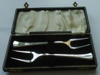 A.  S.  P&co Birmingham 1947 A Solid Silver Hallmarked Serving Forks Cased
