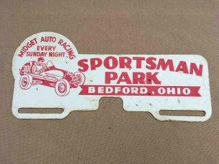 Vintage Midget Car Racing Sportsman Park Advertising License Plate Topper Ohio