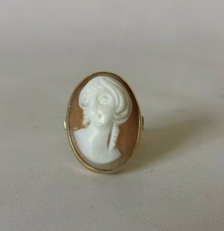 Vintage 14k Yellow Gold Carved Shell Cameo Ring Sz 6.  5 Estate Find