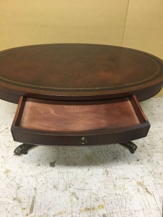 Vintage Oval Coffee Table,  1940s— - Size—22 X 35.  5 X 17.  5 Tall