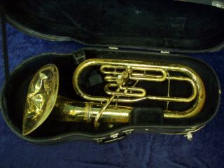 Vintage F.  E.  Olds Ambassador U.  S.  A.  Baritone Horn,  Case