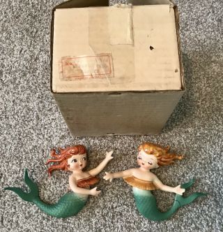 Vintage Lefton Mermaid Pair Box