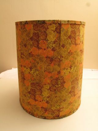 Rare Vtg Mcm Drum Lamp Shade Cane Wacky Orange Purple Green Sponge Polka Dots