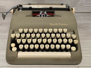 Smith Corona Sterling Portable Vintage Typewriter W/case Great