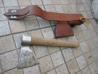 Vintage Set Carbon Steel Axe Hatchet With Leather Sheath Hache Very Good Blade 5