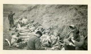 Org Wwii D - Day Photo: Allied Troops Resting Along Roadway Operation Cobra 1944