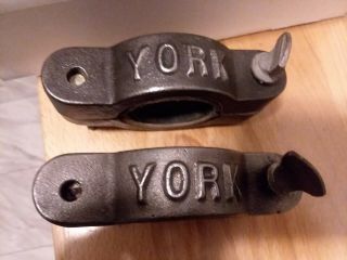 (2) 1 Pair Vintage Rare Antique York Olympic Barbell Collars Htf