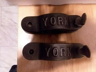 (2) 1 Pair Vintage Rare Antique York Olympic Barbell Collars HTF 2