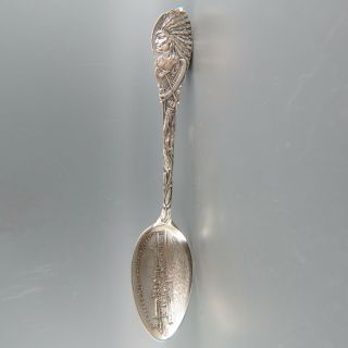 Petoskey Michigan Sterling Silver Souvenir Spoon,  Indian Chief On Handle
