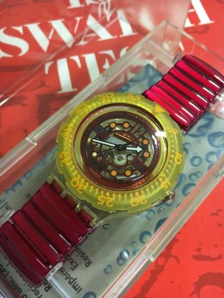 Vintage Swatch Scuba 200 Flex Band Strap Sdk114 Red Marine 1994