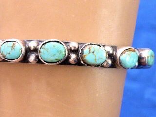 Vintage Native American Older Sterling Turquoise Navajo Cuff Bracelet